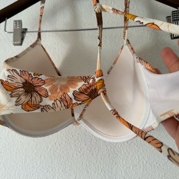Adore Me NEW Laila Push Up Bikini Set Boho Beachy Floral Orange Vacation - Picture 13 of 16